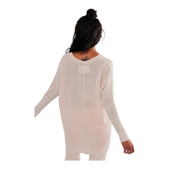 We the Free (Heirloom Collection) Jaime Linen V-Neck Sweater-Pink-Small-NWOT - Picture 2 of 8